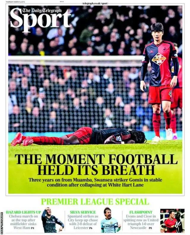 Thursday's Daily Telegraph back page