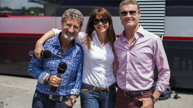 Eddie Jordan, Suzi Perry and David Coulthard