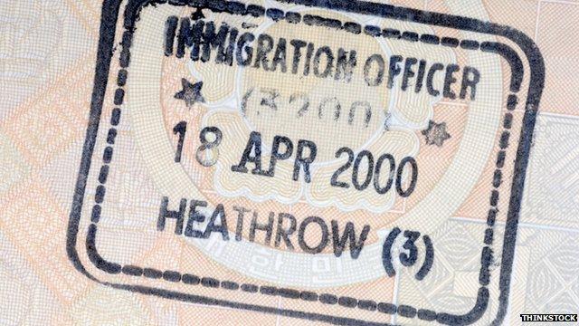 An immigration stamp in a passport