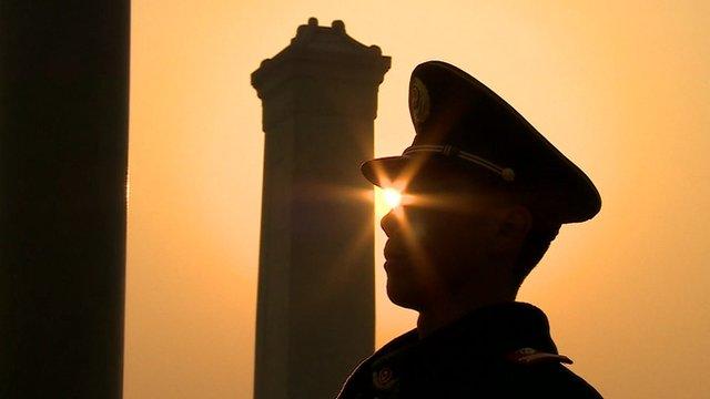 Silhouette of a solider in China