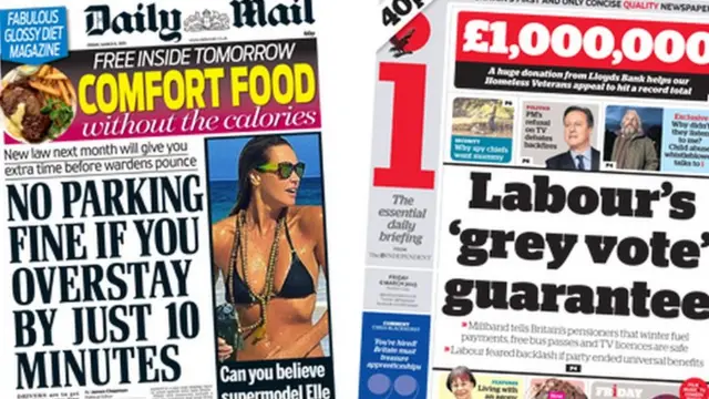 Daily Mail and i front pages on 06/03/15