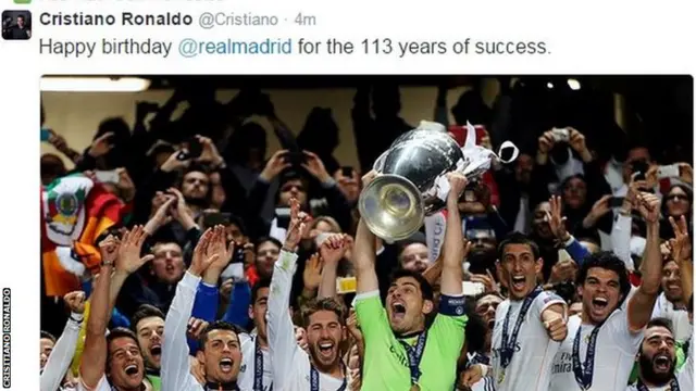 A tweet by Cristiano Ronaldo