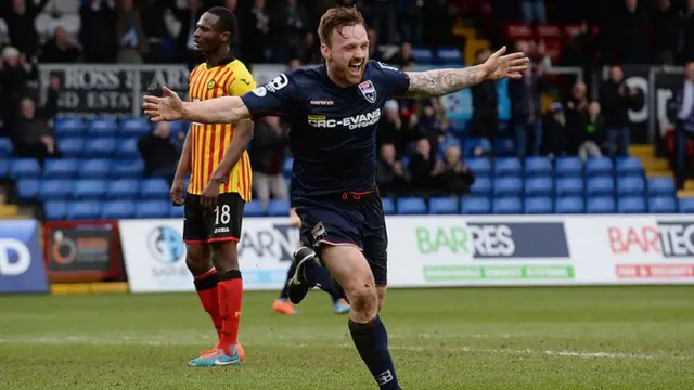 Ross County forward Craig Curran celebrates after scoring against Partick Thistle