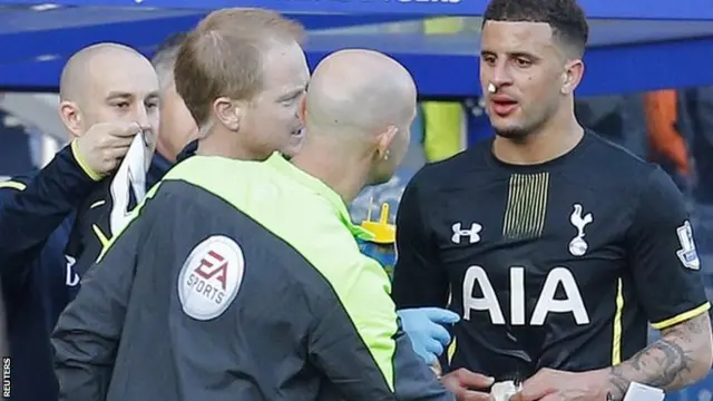 Kyle Walker takes a blow to the face