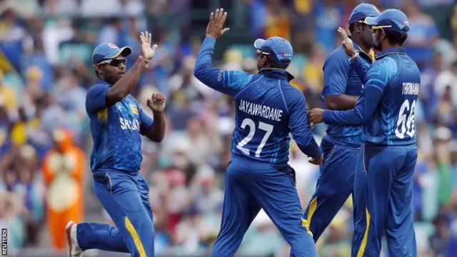 Sri Lanka celebrate taking a wicket