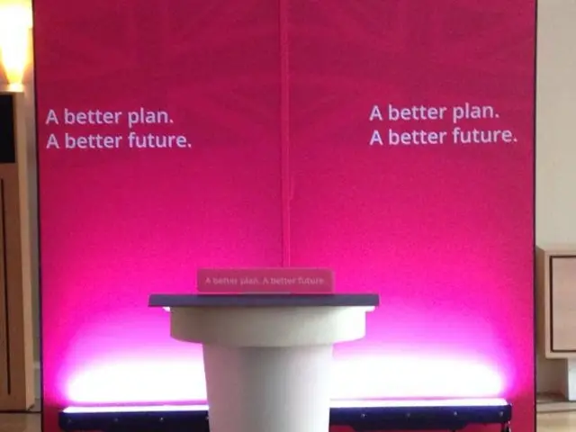 Podium for Ed Balls' speech