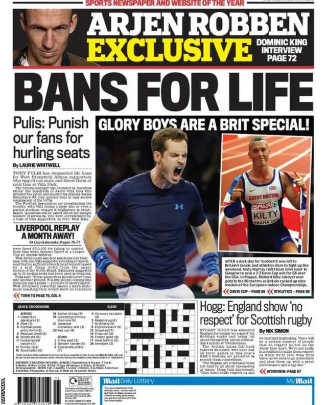 Monday's Daily Mail back page