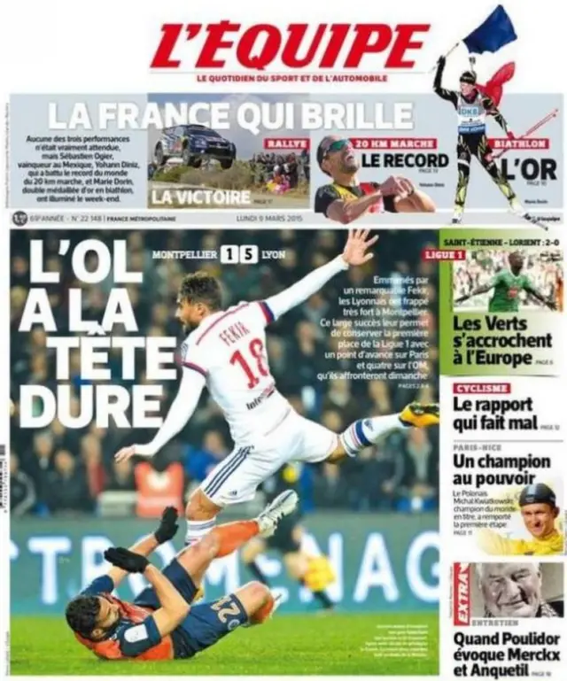 Monday's L'Equipe front page