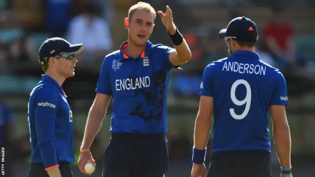 James Anderson, Stuart Broad and Eoin Morgan