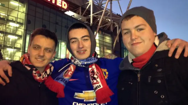 Manchester United fans Josh, Nathan and Dave