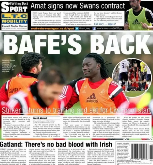 Swansea Evening Post back page