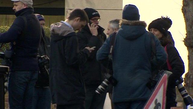 Press and photographers outside Jeremy Clarkson's London home