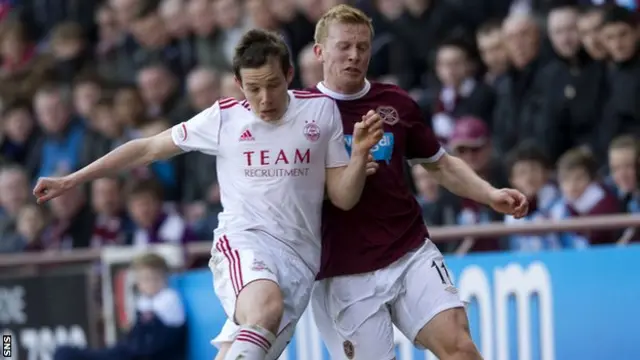 Andrew Driver (right) in action against Aberdeen during his seven years at Hearts.