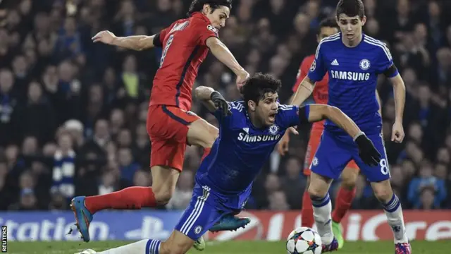 Diego Costa goes down in the box