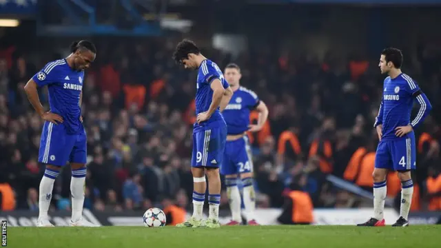 Chelsea look dejected after losing to PSG