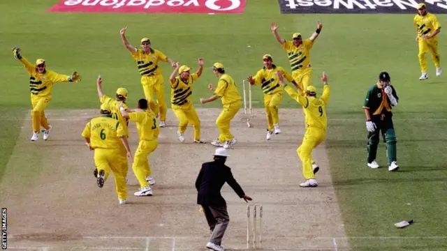 New Zealand lose the 1999 World Cup semi-final to Australia