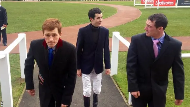 Jockeys Sam Twiston-Davies, Aidan Coleman and Richie McLernon