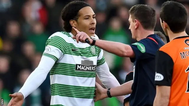 Van Dijk's sending off against Dundee United was his second red card in 10 days