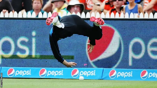 New Zealand captain Brendon McCullum dives for the ball