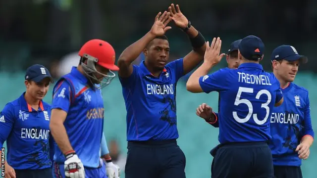 Chris Jordan celebrates his first wicket