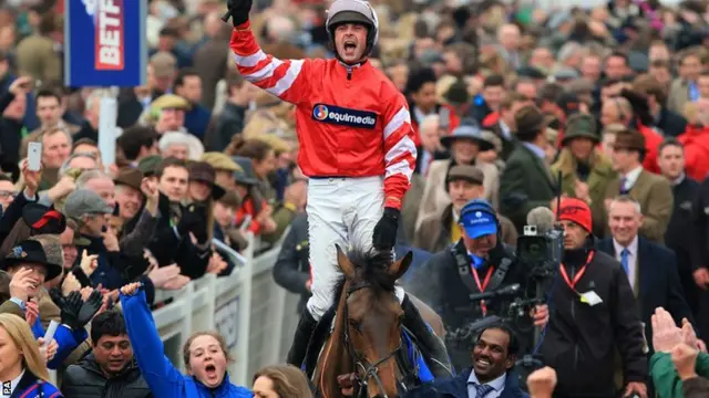 Nico de Boinville celebrates on Coneygree