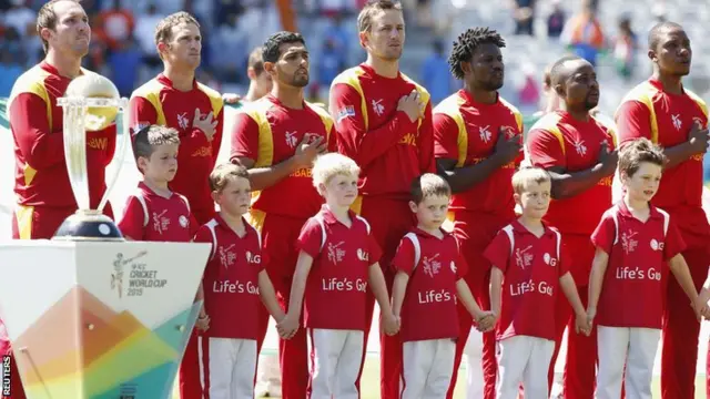 Zimbabwe line up for their anthem