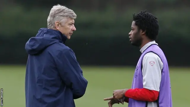 Arsenal manager Arsene Wenger (left) and West Ham midfielder Alex Song