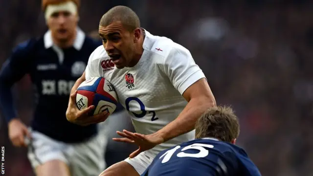 Jonathan Joseph breaks the Scottish defence