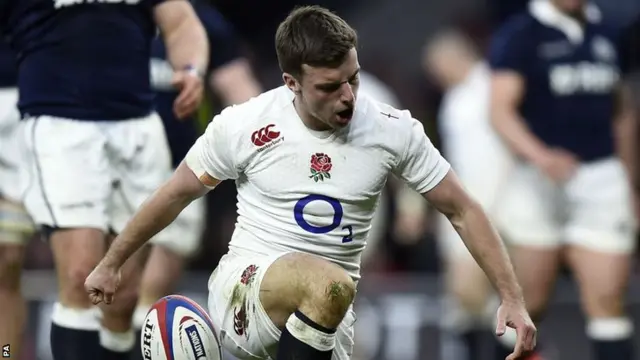 George Ford celebrates for England