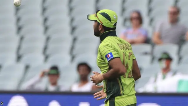 Sohaib Maqsood celebrates after catching Kevin O'Brien