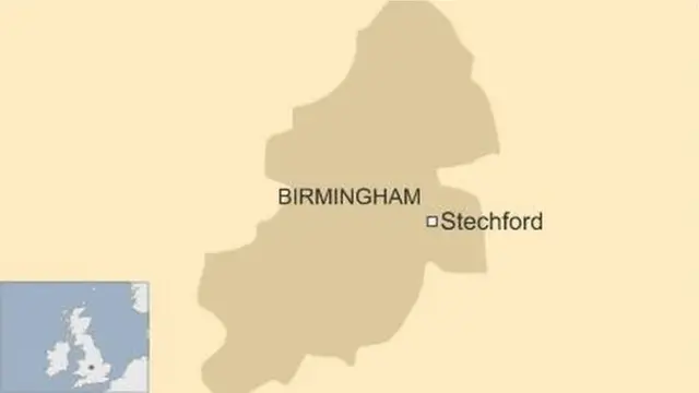 Map showing Stechford