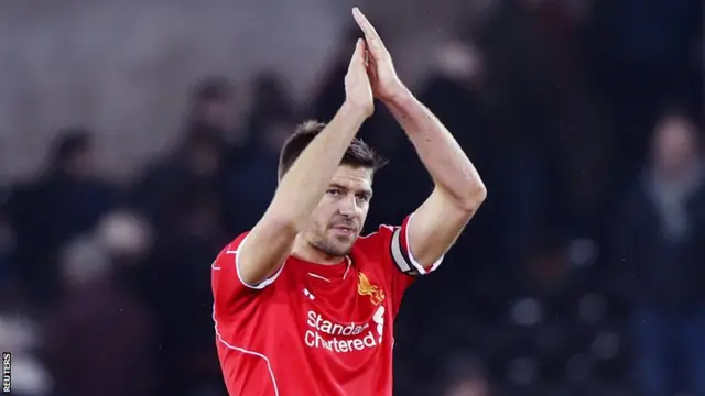 Steven Gerrard applauds the Liverpool crowd