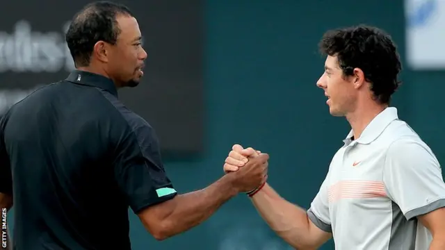 Tiger Woods (left) and Rory McIlroy