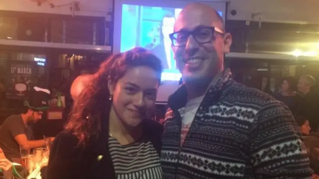 Abigail and Danny at a bar in Jerusalem