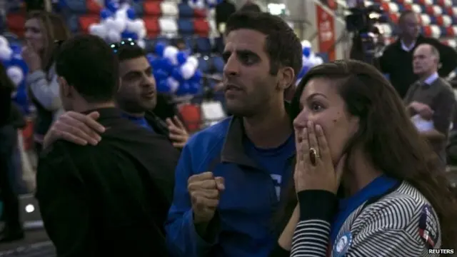 Zionist Union supporters at the alliance's election headquarters in Tel Aviv (17 March 2015)