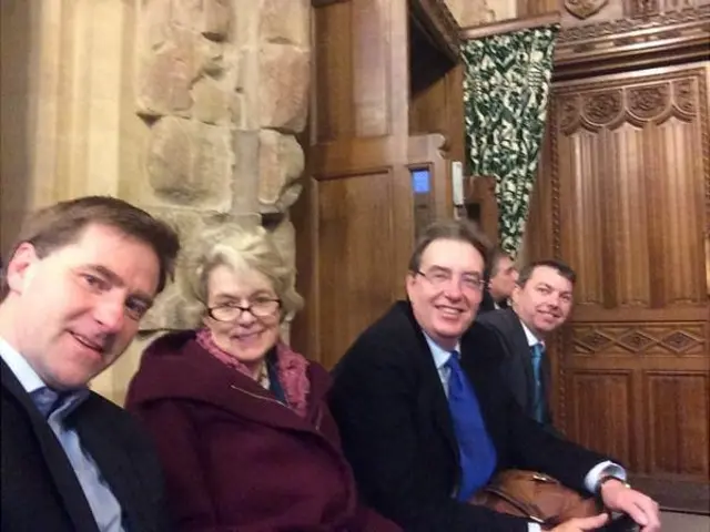 MPs outside the Commons chamber