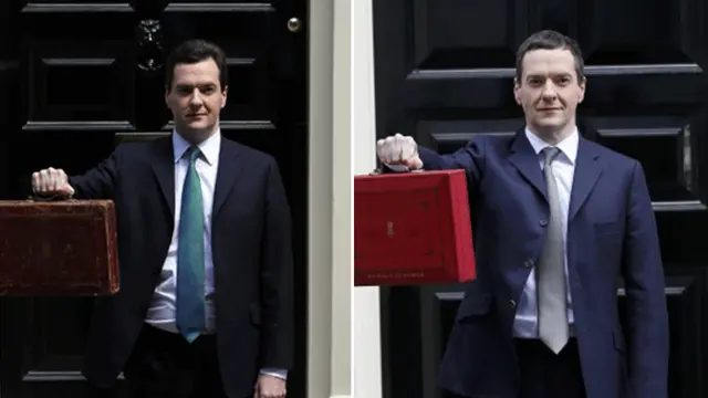 George Osborne in 2010 and 2015