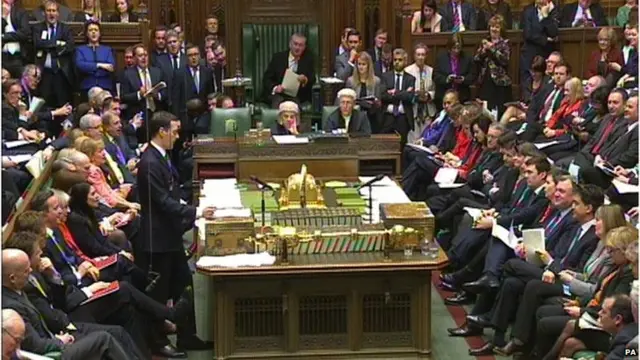 The Chancellor George Osborne delivering his 2015 Budget