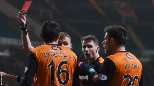 Ryan McGowan was sent off in the closing minutes