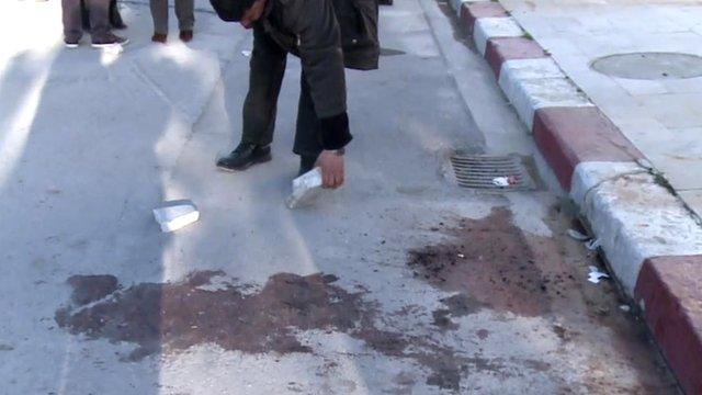 Blood stains in the Bardo museum car park