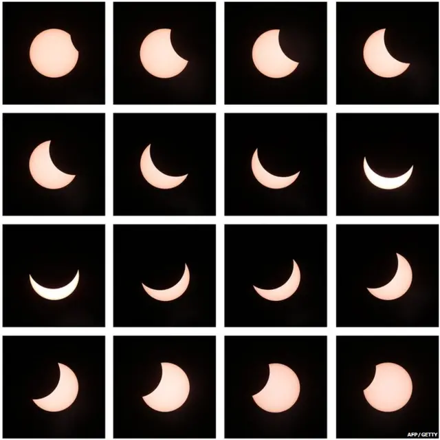 A combination of eclipse images from Gaiberg near Heidelberg, southwestern Germany