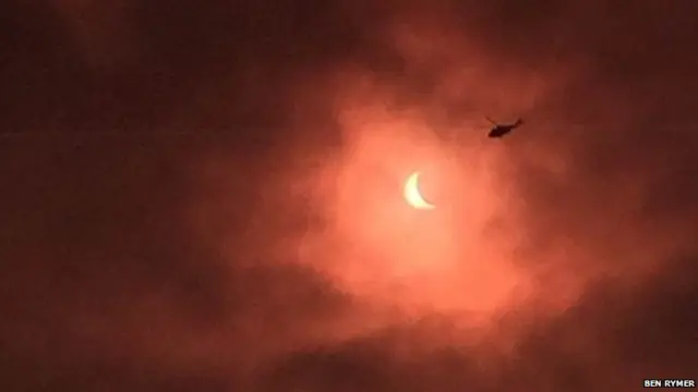 Helicopter in front of the sun