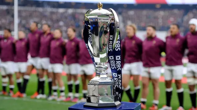 Twickenham with the Six Nations trophy