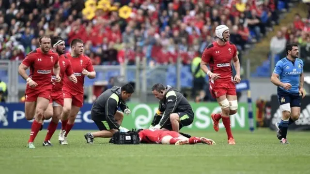 Leigh Halfpenny lies prone