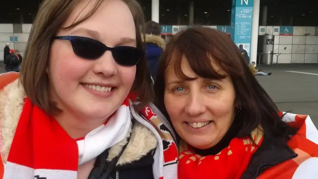 Laura Thomas, 23, left, niece of Glenys Thomas, 50, from Walsall, right