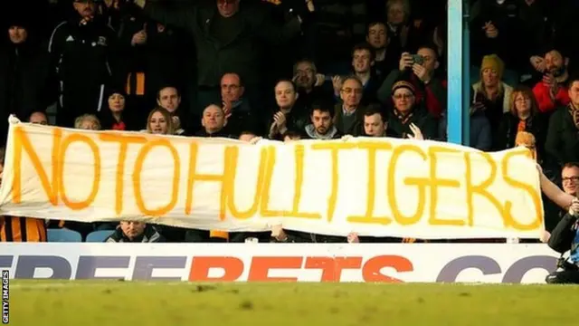 Hull City supporters opposed to the Hull Tigers name change