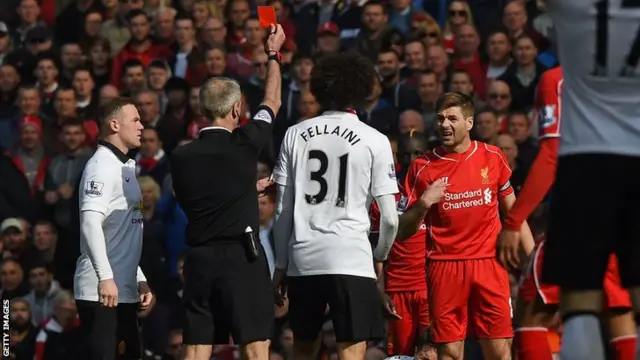 Steven Gerrard is sent off