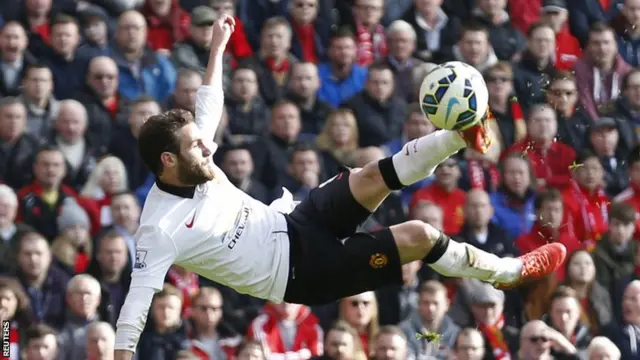 Juan Mata scores an acrobatic goal