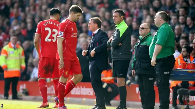 Steven Gerrard leaves the field after being sent off