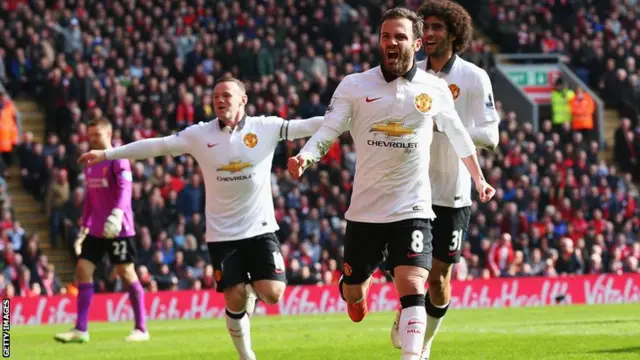 Juan Mata celebrates